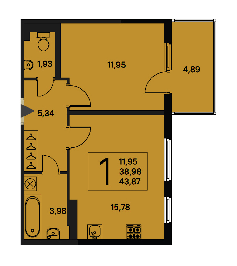 1-комнатная квартира 38.98 м², 2/5 эт., ЖК «Новое Сертолово. Гармония»